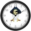 Skull with Eye Patch & Three Corner Hat & Crossed Swords - Pirate Theme - JP Wall Clock by WatchBuddy Timepieces (Hunter Green Frame)