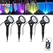 COVOART Color Changing LED Landscape Lights 8W Landscape Lighting IP66 Waterproof LED Garden Pathway Lights Walls Trees Outdoor Spotlights with Spike Stand, Outdoor Landscaping Lights, 4 Pack