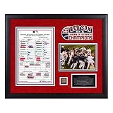 Mounted Memoires Boston Red Sox Framed 2007 World Series Game 4 Photo w/ Line Up Card/Game-Used Dirt and Logo