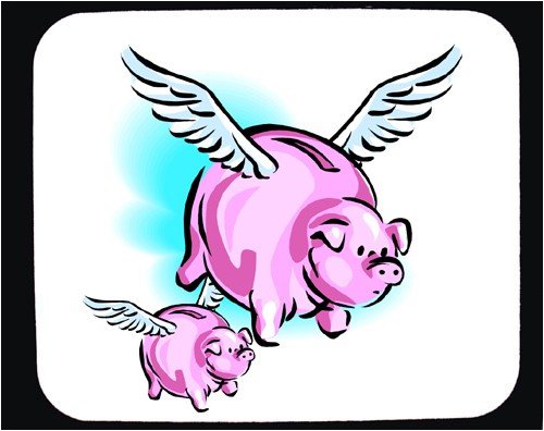Decorated Mouse Pad With Animals, Piggy, Wildlife, Mother, Wings, Flying, Bank, Piglet Picture