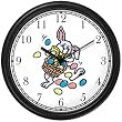 Bunny Spilling Easter Egg Basket Easter Theme Wall Clock by WatchBuddy Timepieces (White Frame)