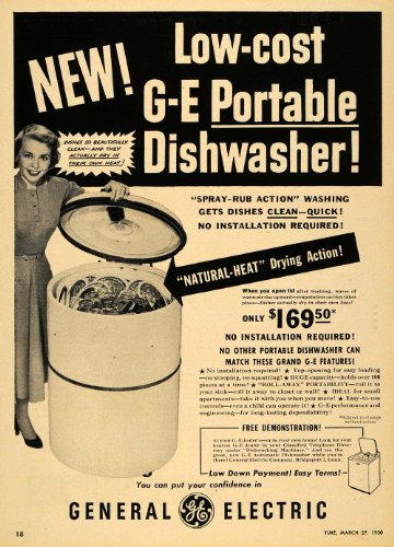 1950 Ad General Electric Portable Dishwasher Appliance - Original Print Ad