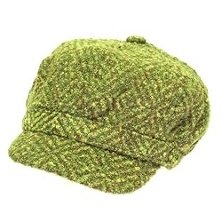 Wool Tweed Knit Newsboy Cabbie Cap Hat Multi Olive