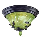 Westinghouse 69043 Cedar Forrest Three-Light Flush Mount Fixture, Antique Bronze Finish with Seeded Oliveta Globe