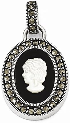 Sterling Silver Marcasite Cameo Pendant