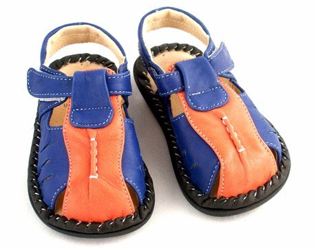 Pippytoes Baby/ Toddler Boys Genuine Leather Sandals - Blue Orange