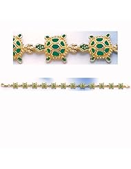Gold Enamel Bracelet Bracelet Sea Turtle W Spiny Green Enamel Shell Bracelet