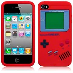 Game Boy Style-Silikon Skin f�r iPhone 4 + Screen Protector-rot