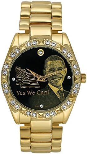 Obama Men's Gold-Tone Crystal Bracelet Commemorative Watch BO-5060