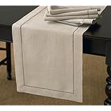 Handmade Classic Hemstitch Natural Table Runner. 18"x108" Rectangular. One Piece.