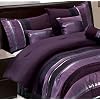 7 PC Modern PURPLE BLACK SILVER Chenille Comforter Set / BED IN A BAG - QUEEN SIZE BEDDING