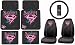 Supergirl Stars & Butterflies 7pc Combo Set Front & Rear Floor Mats, Seat Covers & Steering Wheel Cover Plus Bonus Matching Decal