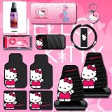 New Design 12 Pieces Hello Kitty Car Seat Cover with 4 Rubber Mats, License Plate... by Plasticolor