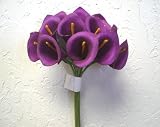 2 PURPLE Mini Calla Lily Foam Flower Stem Bundles Artificial Wedding
