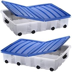 Oxid7 Unterbettkommode, Rollbox, Unterbettbox, Rollenbox, Spielzeugkiste, Aufbewahrungsbox mit 55 Liter Volumen 2 St�ck