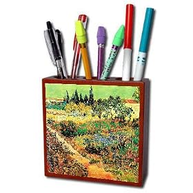 Flowering Garden with Path By Vincent Van Gogh Pencil Holder