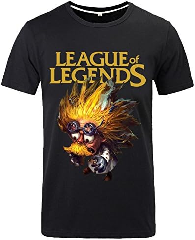 League of Legends Short Sleeve Heimerdinger T-shirt-Black-X-Large