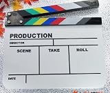 ドラマ・映画撮影・自主制作用 アクリル製 ホワイトアクリルボード式 業務用 カチンコ カラー柄