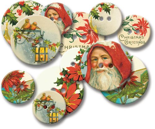 Vintage Christmas Chipboard Buttons (Jenni Bowlin)