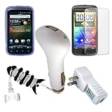 Premium White USB Travel + Car Charger Adapter + Purple TPU Skin Case + Cle ....