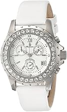 Burgmeister Ladies Missouri Chronograph Watch BM191-186 With Swarovski Stone ,White Dial And White Leather Strap