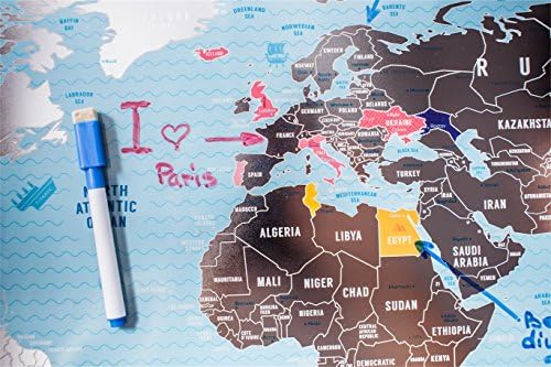 Personalized Plastic Scratch Off Map World Poster Traveler - World Wall Map - Scratch Map Deluxe