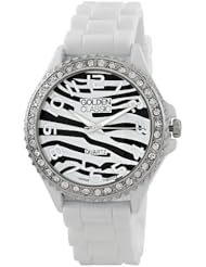 Golden Classic Womens 2220_whitezebra "Glam Jelly" Rhinestone White Zebra Silicone Watch