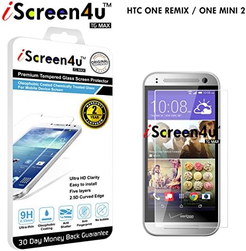 HTC One remix, One mini 2 Screen Protector - iScreen4u TG MAX 2.5D Rounded Edge 0.33mm Ultra-thin Tempered Glass Screen Protector with a 2-year limited warranty (HTC - One remix/One mini 2)