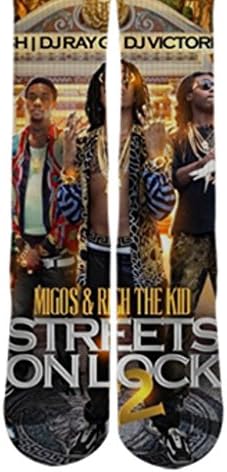 Dopesox Mens Migos Young Rich Mixtape Sublimated Socks One Size (6-12) White