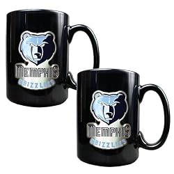 Memphis Grizzlies NBA 2pc Black Ceramic Mug Set - Primary Logo by Great American Products