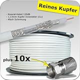 Produkt-Bild: Set Sat Antennenkabel Koaxialkabel "ECHTES KUPFER" 120db L&auml;nge 20m Ring mit 10x SAT Stecker