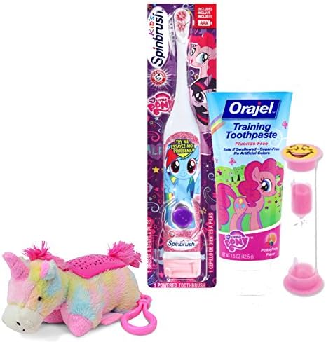 My Little Pony Girls 3pc. Bright Smile Oral Hygiene Bathroom Gift Set! Toothbrush, Toothpaste &amp; Brushing Timer! Plus Bonus Dream Lites Rainbow Unicorn Night Light!