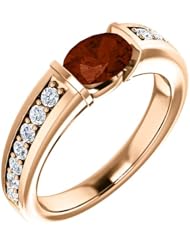 18K Rose Gold 7.00x5.00mm Oval Cut Mozambique Garnet and Diamond Ring -- LIFETIME WARRANTY