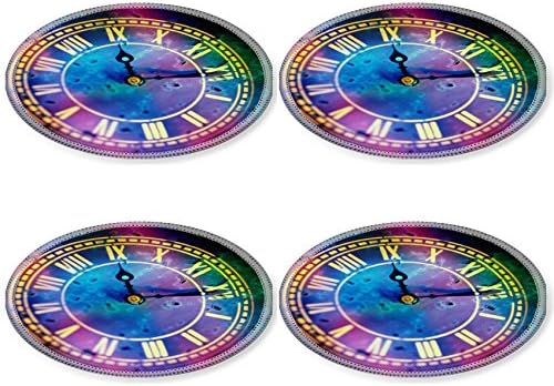 Colorful 3D Russia Digital Clock Punktail's Collections Round Coasters 4 Piece Set Fabric Rubber 5 Inches