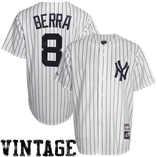 Yogi Berra New York Yankees Majestic Pinstripe Cooperstown Replica Jersey