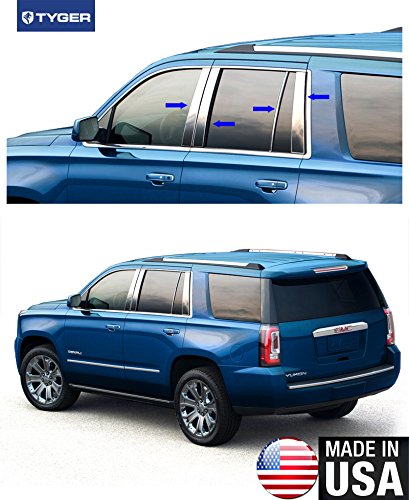 Made In USA! TYGER 2015-2016 Chevy/GMC Tahoe/Yukon 8PC Stainless Steel Chrome Pillar Post Trim