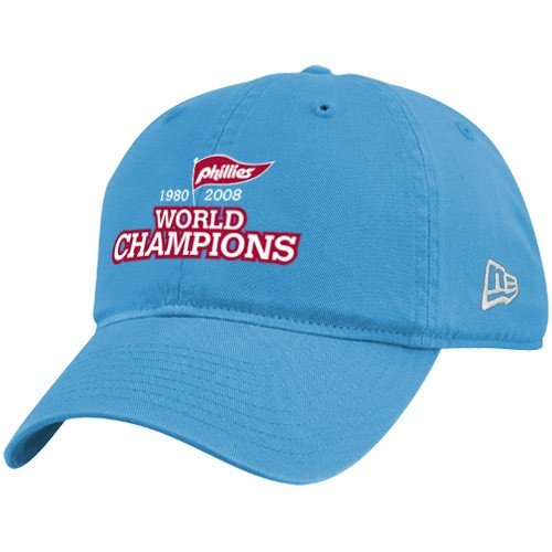 Buy New Era Philadelphia Phillies 2008 World Series Two Time Champions Sky Blue Adjustable Hat by New Era