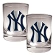 New York Yankees MLB 2pc Rocks Glass Set - Primary Logo