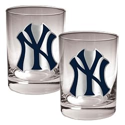 New York Yankees MLB 2pc Rocks Glass Set - Primary Logo