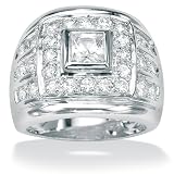 Mens DiamonUltra™ Cubic Zirconia Sterling Silver Bezel-Set Ring