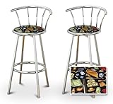 2 Camping Equipment Specialty / Custom Chrome Barstools with Backrest Set