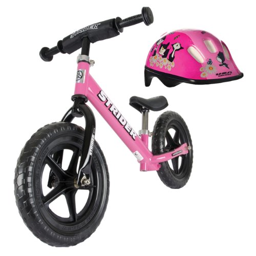 Strider Prebike Balance Running Bike Pink Plus Protective Toddler Helmet