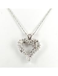 14K White Gold Diamond Heart Charm