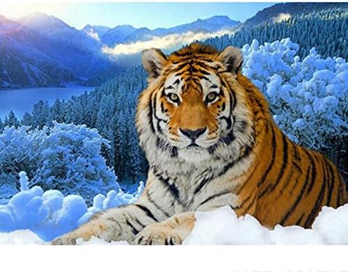 DIY Handmade Diamond Painting Set Tiger On The Snowfield Resin Rhinestone Cross Stitch for Home Decoration