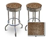 2 24" Cheetah Animal Print Specialty / Custom Barstools Set