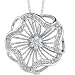 Wheel of Charm: Sterling Silver Celebrity Inspired Medallion style Floral Design Pendant Necklace with CZ Diamonds