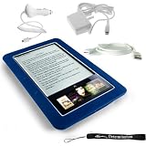 Kroo Skin Case For Barnes & Noble Nook E-Reader (Navy, Blue, Dark Blue) + Includes a 4-Inch eBigvalue Determination Hand Strap