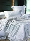 4-pc Comfortable White Imitated Silk Duvet Cover Bedding Set - King Size