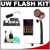 Intova ISS 2000 Underwater Slave Flash with StaySlim Bracket with Flex Arm + Fiber Optic Cable + AA Batteries & Charger + Cleaning Kit