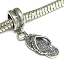 Queenberry (Free S/H) Sterling Silver Beach Sandal Flip Flop Slipper Dangle Bead Charm For Pandora Troll Chamilia Biagi European Jewelry